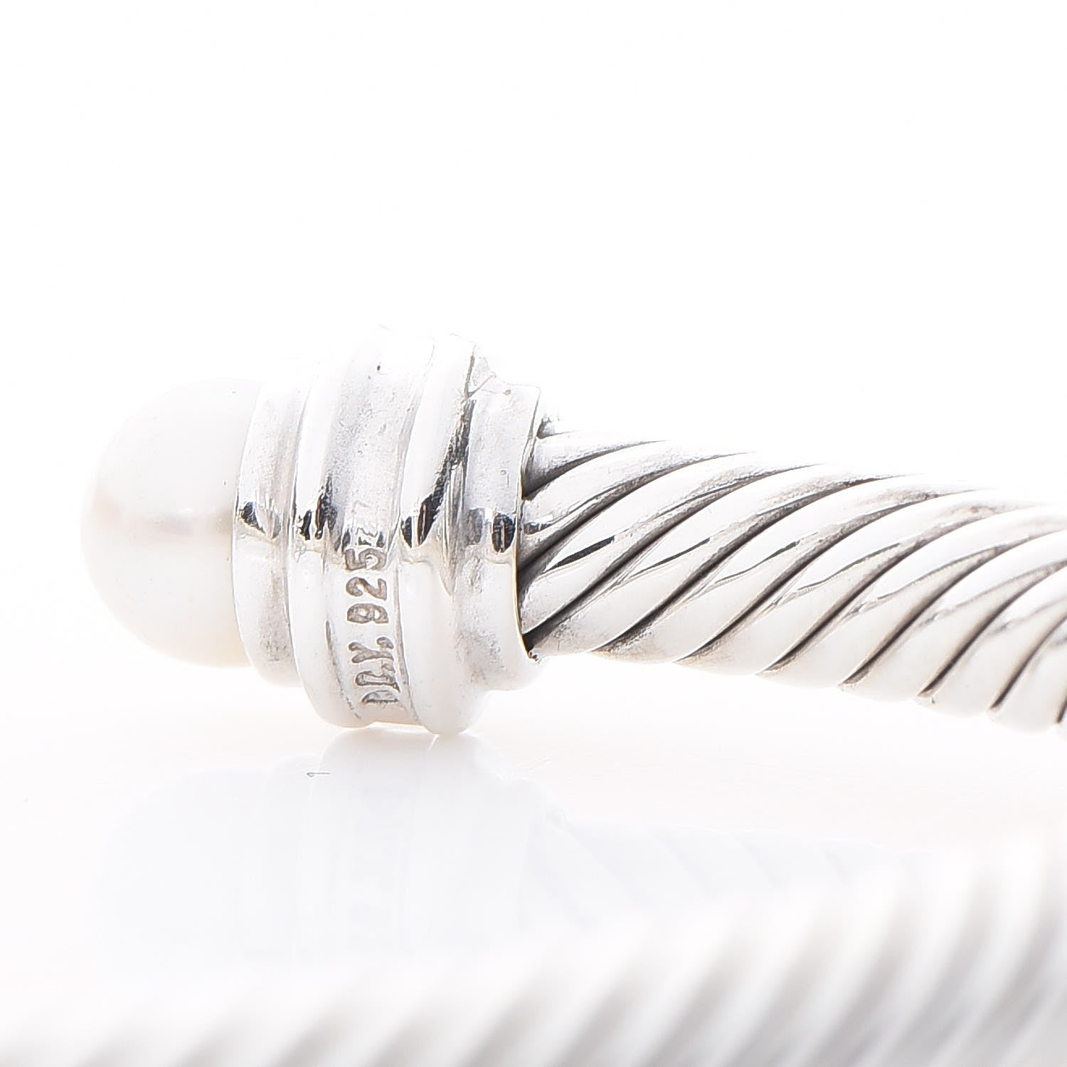 David Yurman Sterling Silver Diamond Pearl 5mm Cable Classics Princess Bracelet 5 of 5