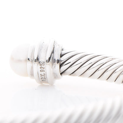 David Yurman Sterling Silver Diamond Pearl 5mm Cable Classics Princess Bracelet 5 of 5