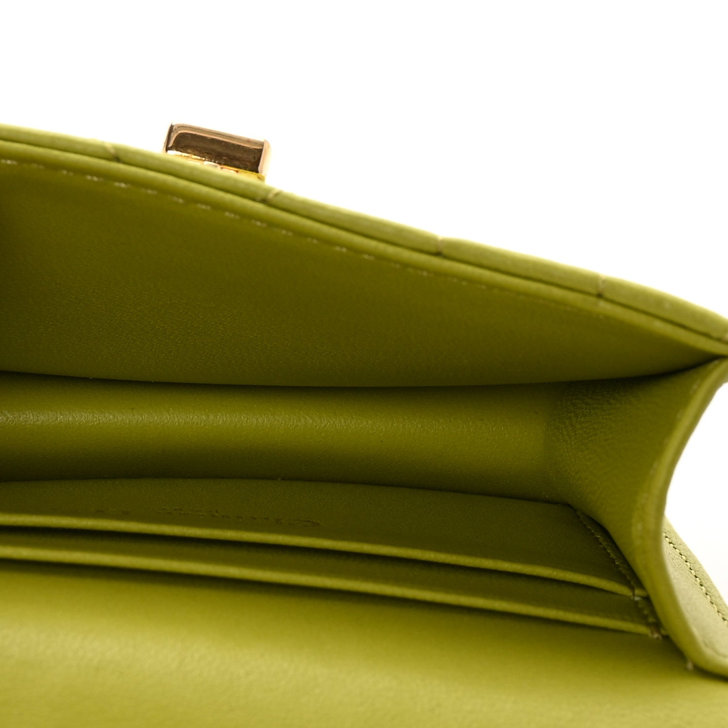 Christian Dior Lambskin Cannage Mini Caro Pouch on Chain Lime 5 of 11