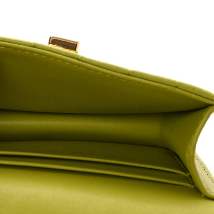 Christian Dior Lambskin Cannage Mini Caro Pouch on Chain Lime 5 of 11