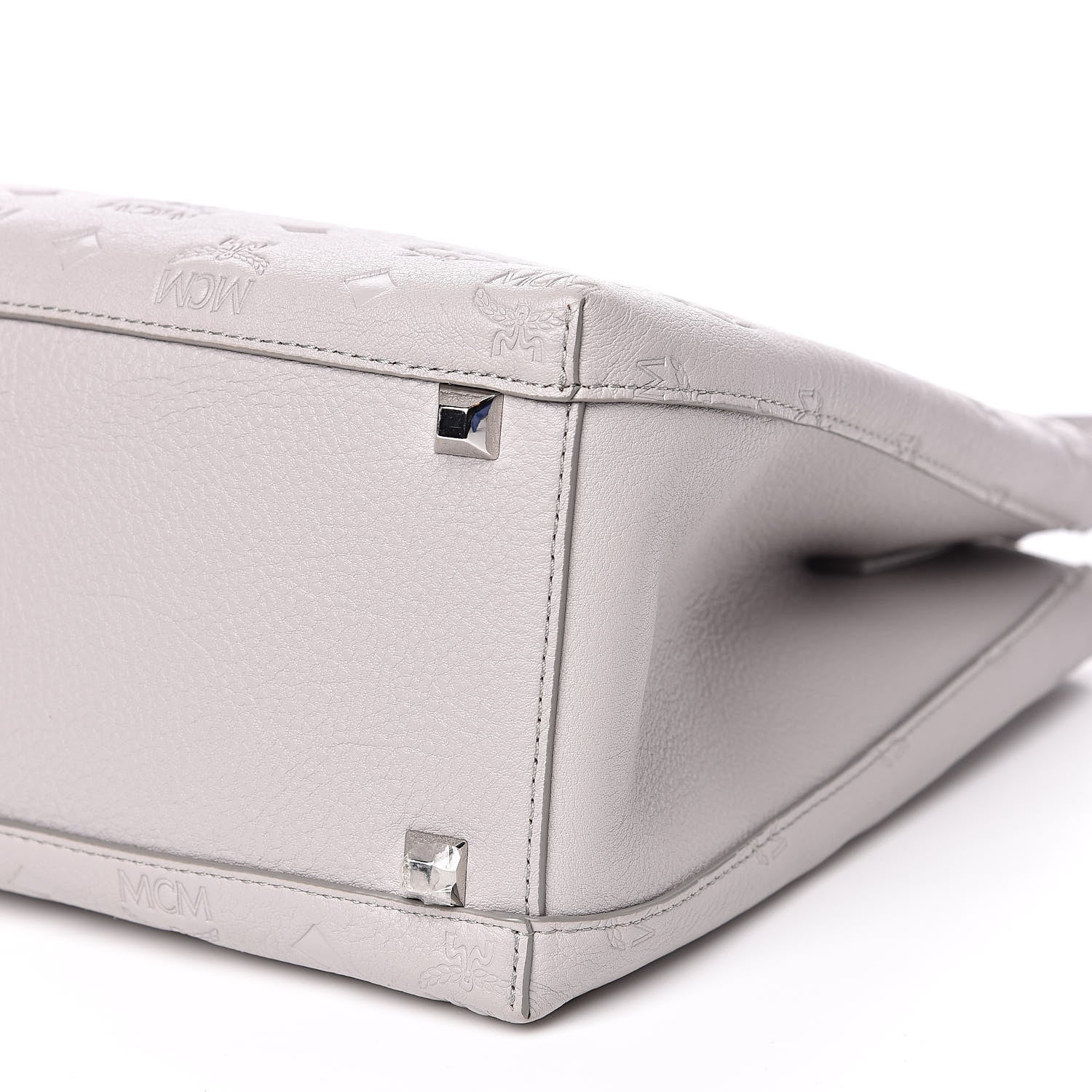 MCM Calfskin Ottomar Monogram Sarah Medium Hobo Dove Grey 9 of 9