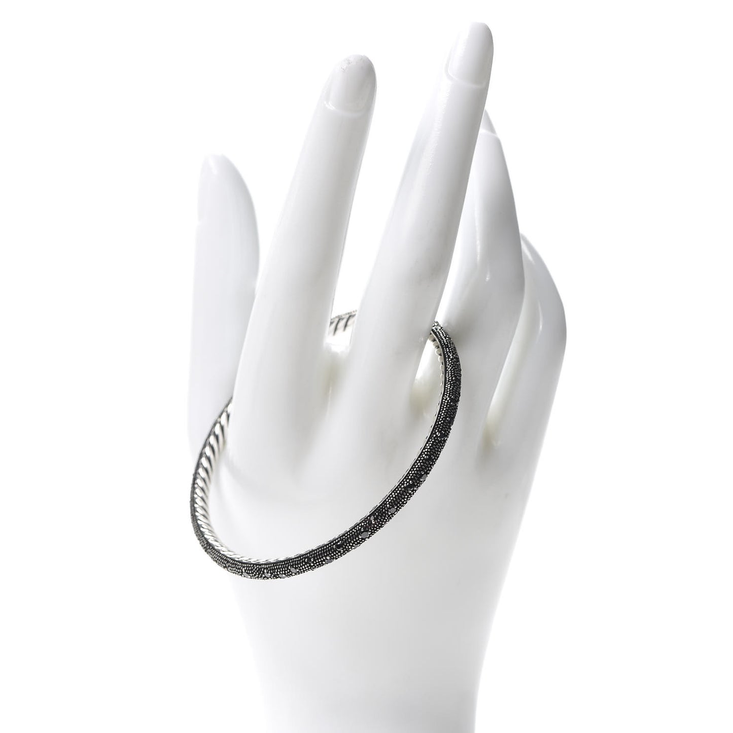 Sterling Silver Black Diamond 4mm Midnight Melange Bangle Bracelet