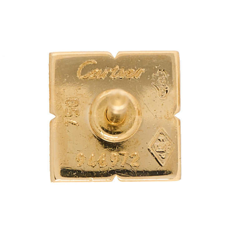 18K Yellow Gold Diamond Square Stud Earrings