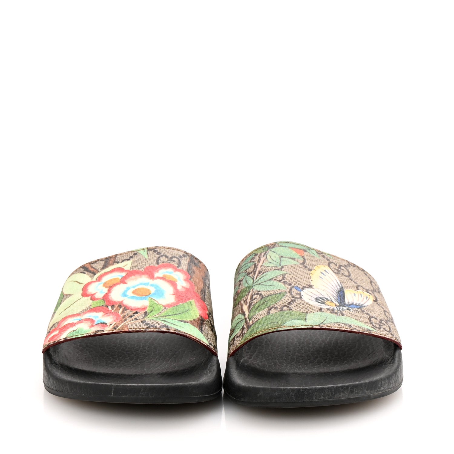 Gucci GG Supreme Monogram Tian Womens Slide Sandals 38 Beige Multicolor 3 of 9