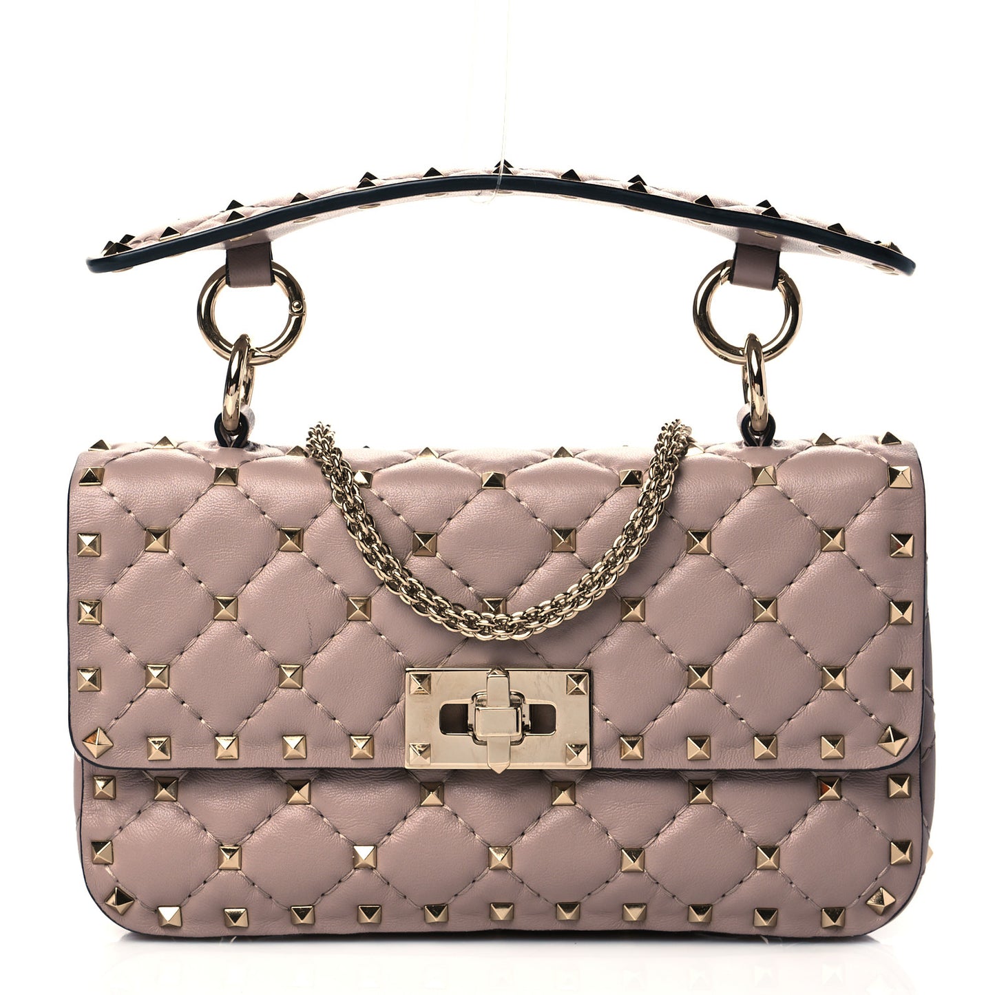 Nappa Small Rockstud Spike Shoulder Bag Poudre