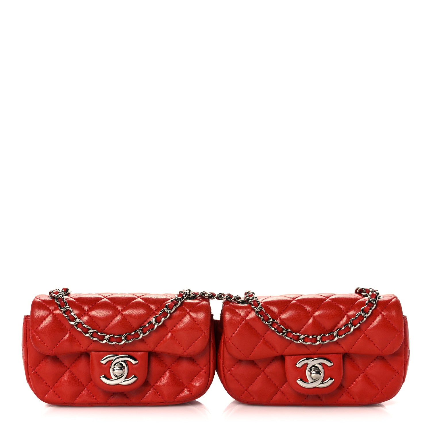Chanel Lambskin Quilted Double Mini Flap Crossbody Red 1 of 13