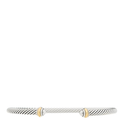 David Yurman Sterling Silver 18K Yellow Gold 4mm Cable Classics Bracelet 1 of 3