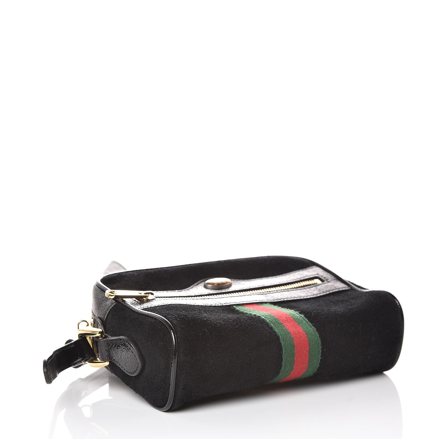 Gucci Suede Patent Web Mini Ophidia Shoulder Bag Black 4 of 10