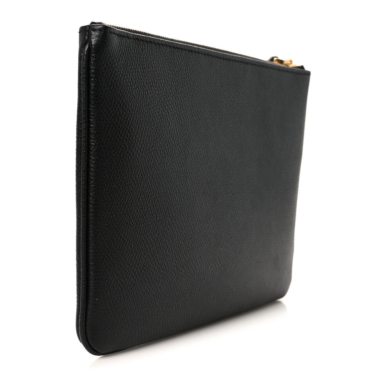 Grainy Calfskin Vlogo Medium Flat Pouch Black