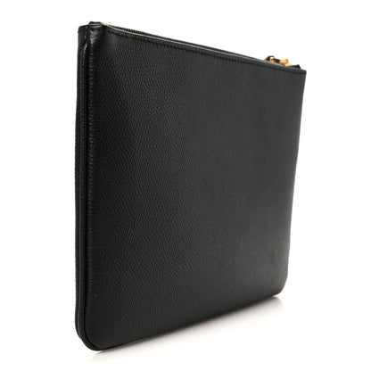 Valentino Garavani Grainy Calfskin Vlogo Medium Flat Pouch Black 3 of 7