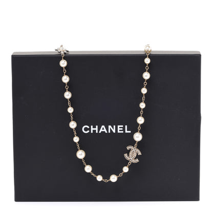 Chanel Crystal Baguette Pearl CC Necklace Gold 6 of 6