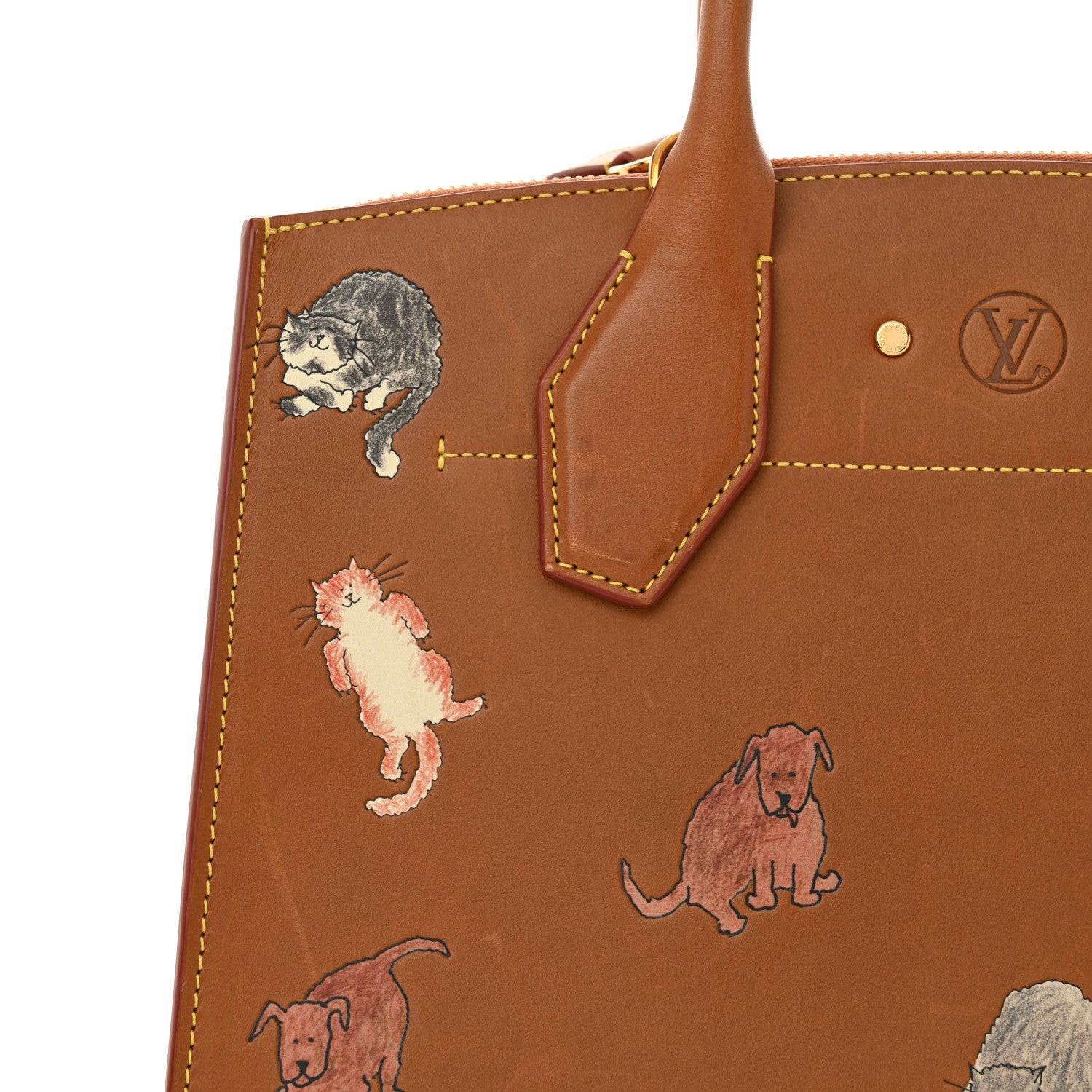 Louis Vuitton Calfskin Catogram City Steamer MM Chataigne 12 of 14