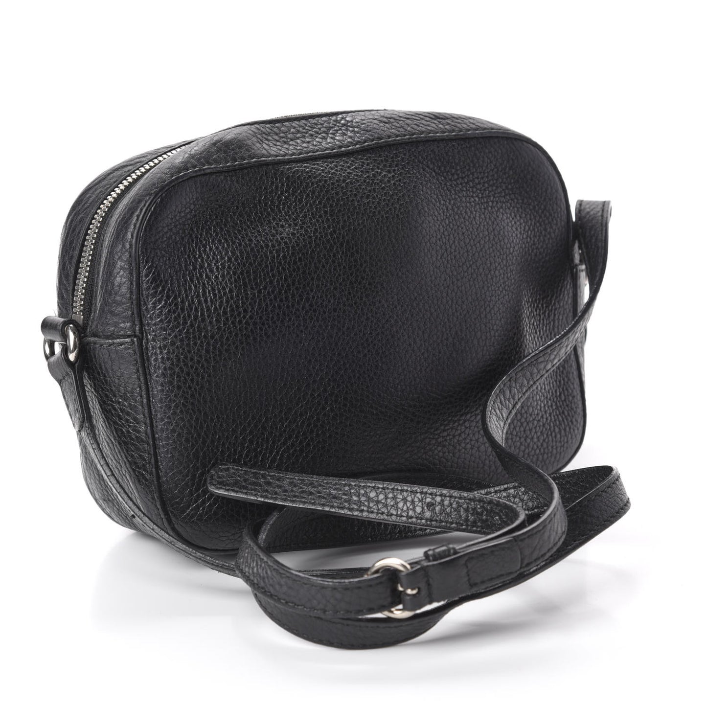 Pebbled Calfskin Studded Small Soho Disco Bag Black