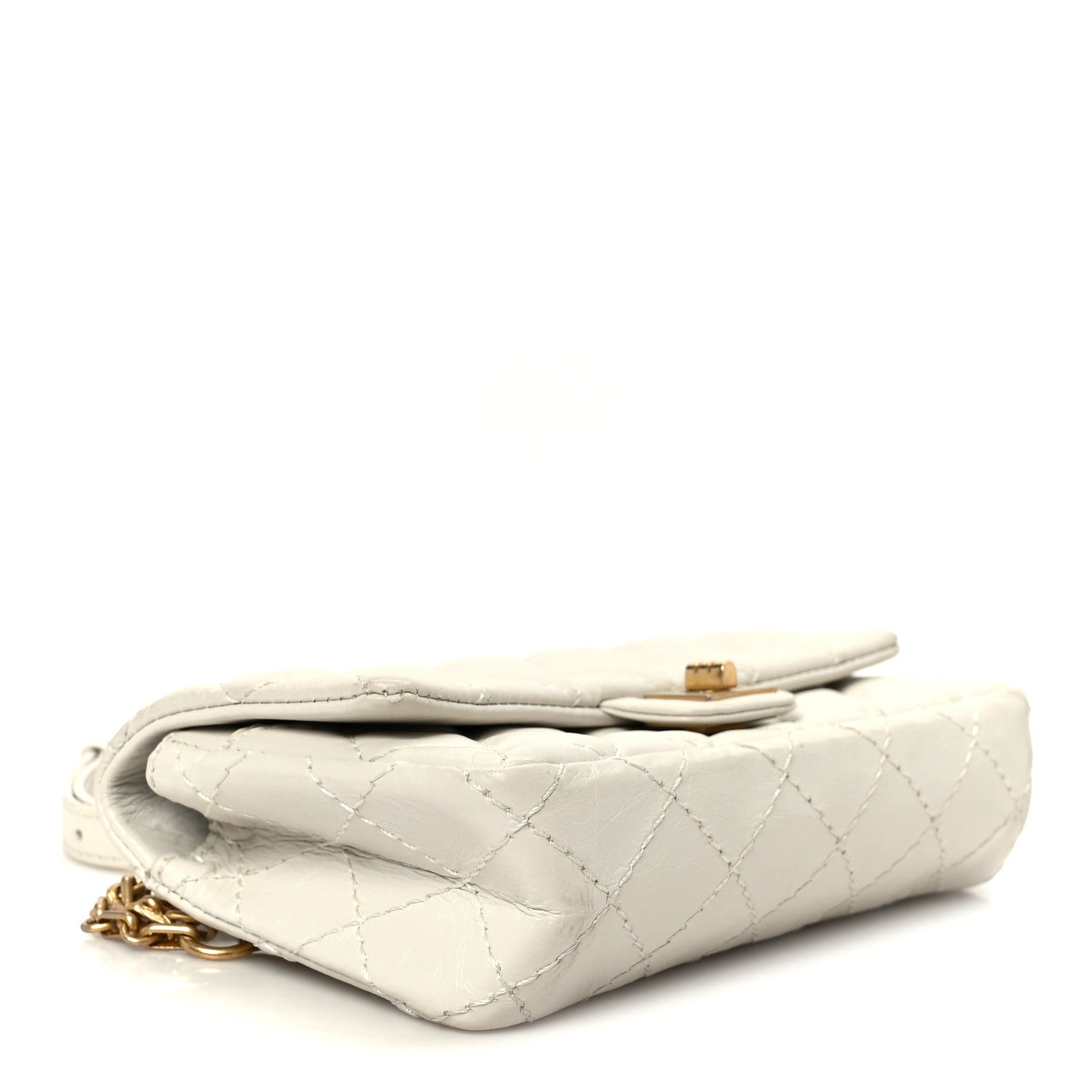 Chanel Aged Calfskin Quilted 2.55 Reissue Flap Belt Bag Clutch White 3 of 9