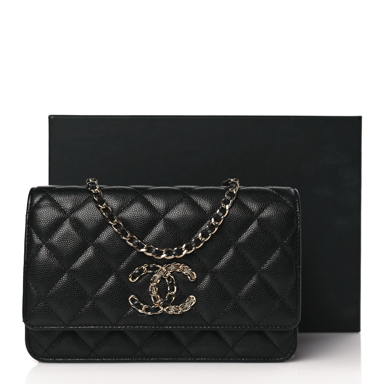 Chanel Caviar Quilted French New Wave Chain CC Wallet On Chain WOC Black 11 of 11