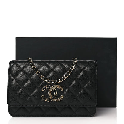 Chanel Caviar Quilted French New Wave Chain CC Wallet On Chain WOC Black 11 of 11