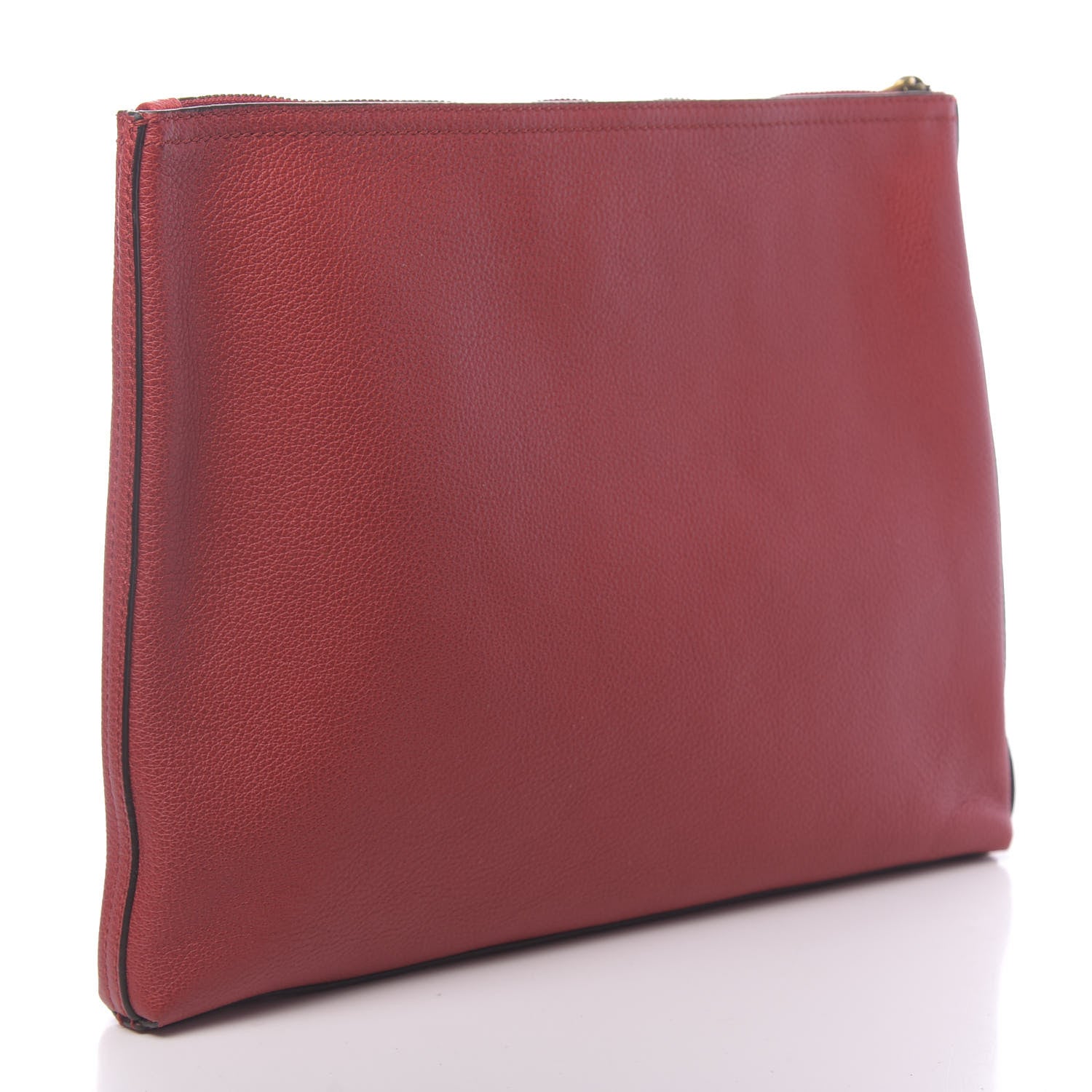 Gucci Pebbled Calfskin Medium Logo Portfolio Clutch Hibiscus Red 3 of 9