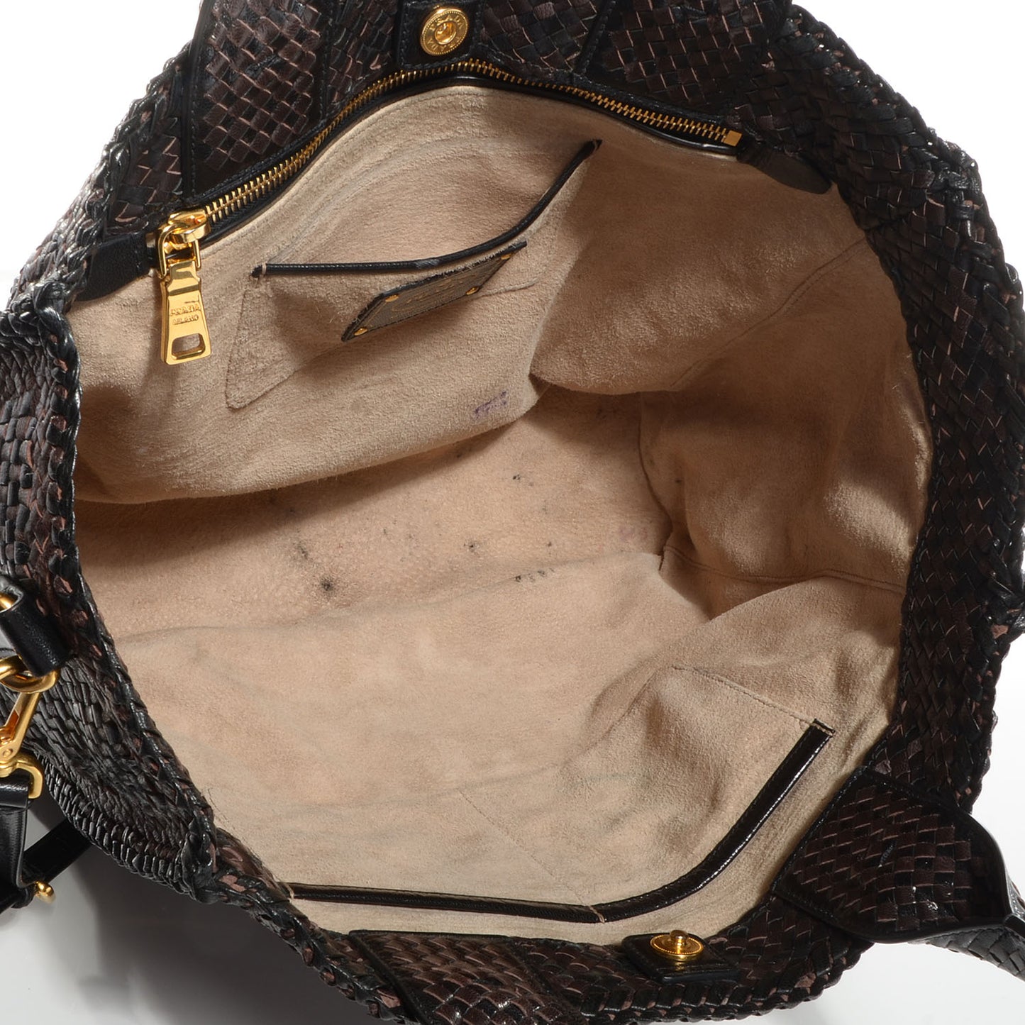Goatskin Woven Large Tote Moro Black