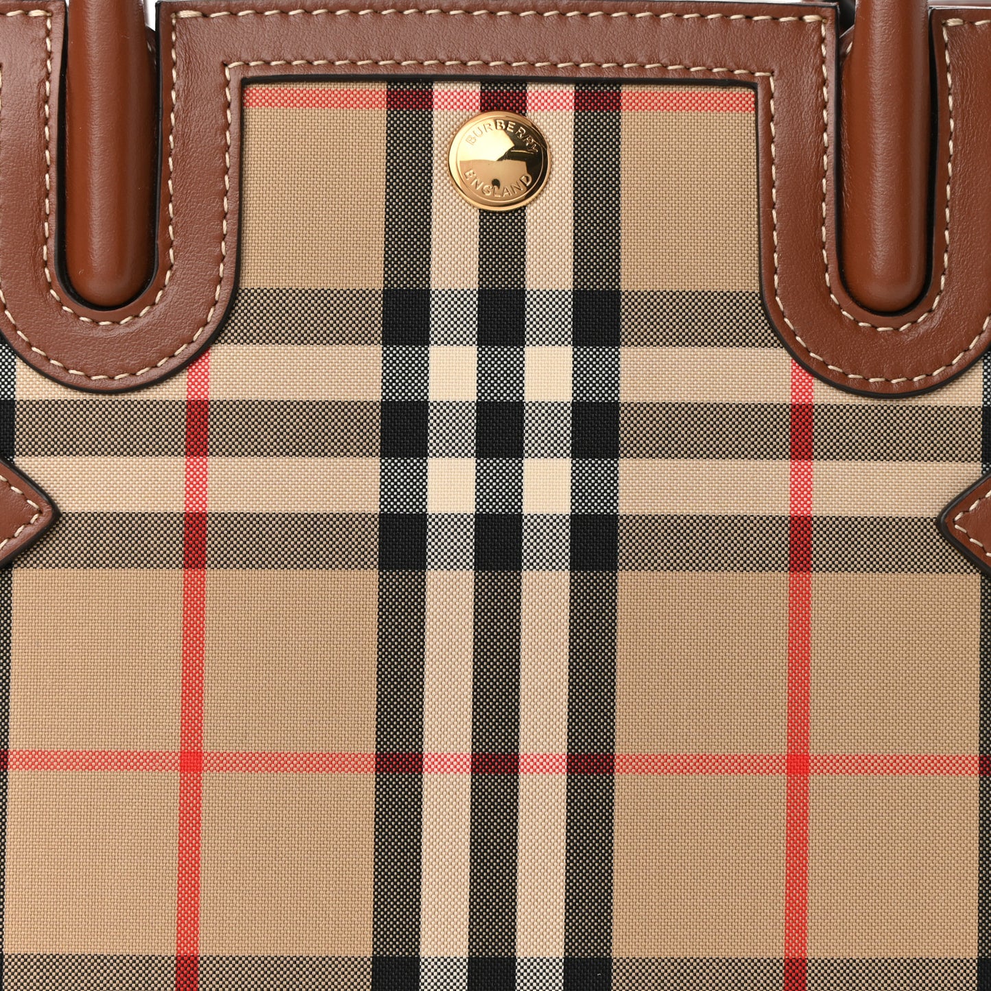 Calfskin Vintage Check Mini Two Handle Title Bag Archive Beige
