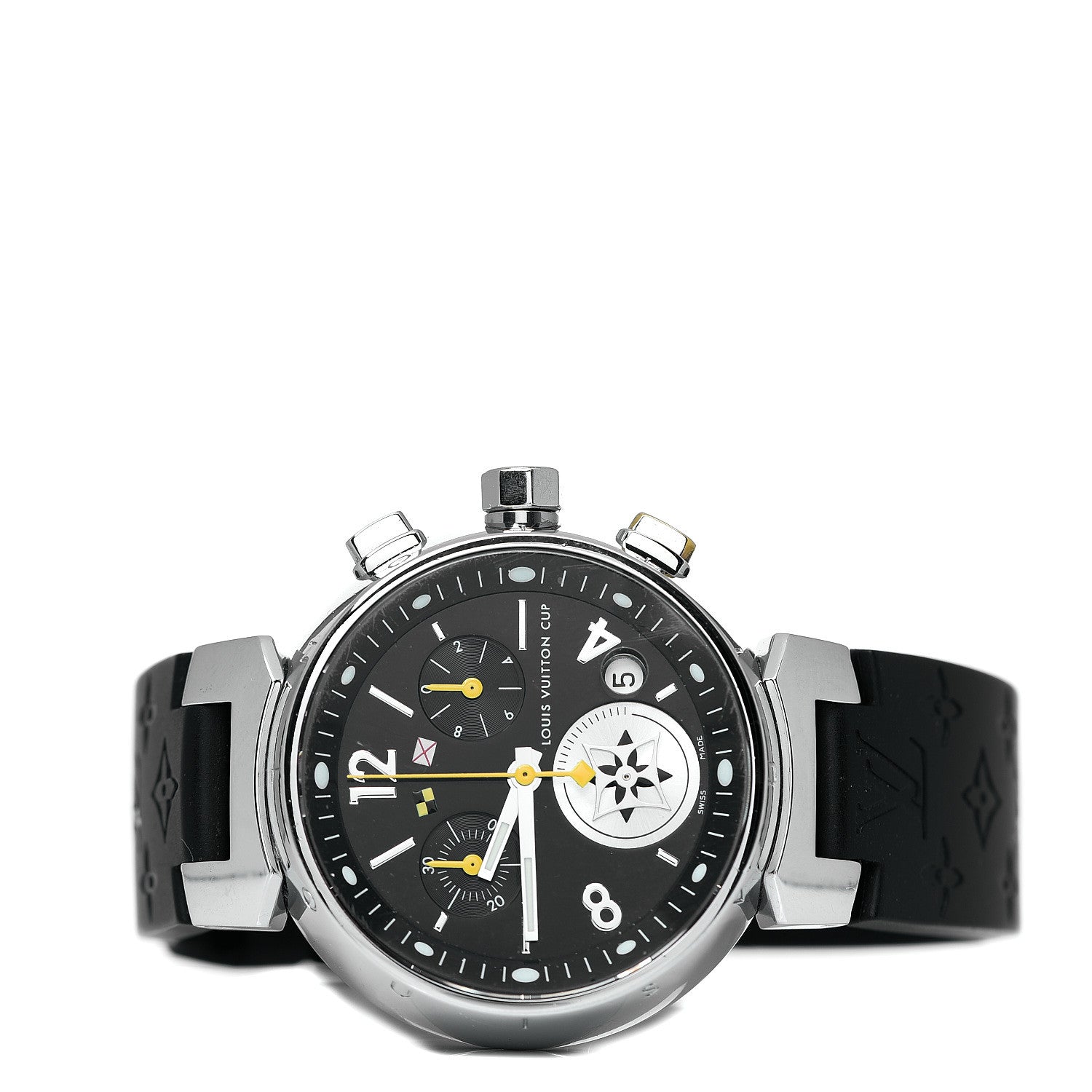 Louis Vuitton Stainless Steel Rubber 34mm Tambour Lovely Cup Quartz Watch Black 2 of 6