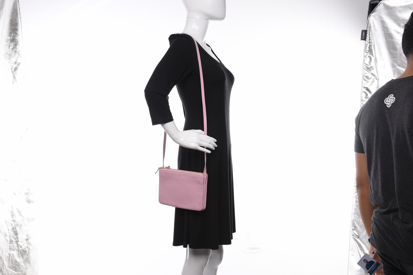 Lambskin Small Trio Crossbody Bag Pink