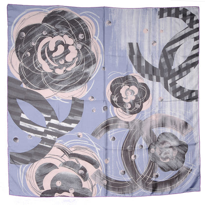Chanel Silk Camellia CC Bubble Scarf Purple 2 of 5