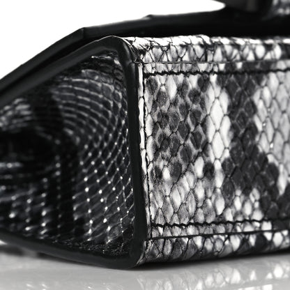 Balenciaga Shiny Calfskin Python Effect Hourglass Top Handle Bag Mini Silver Black 8 of 9