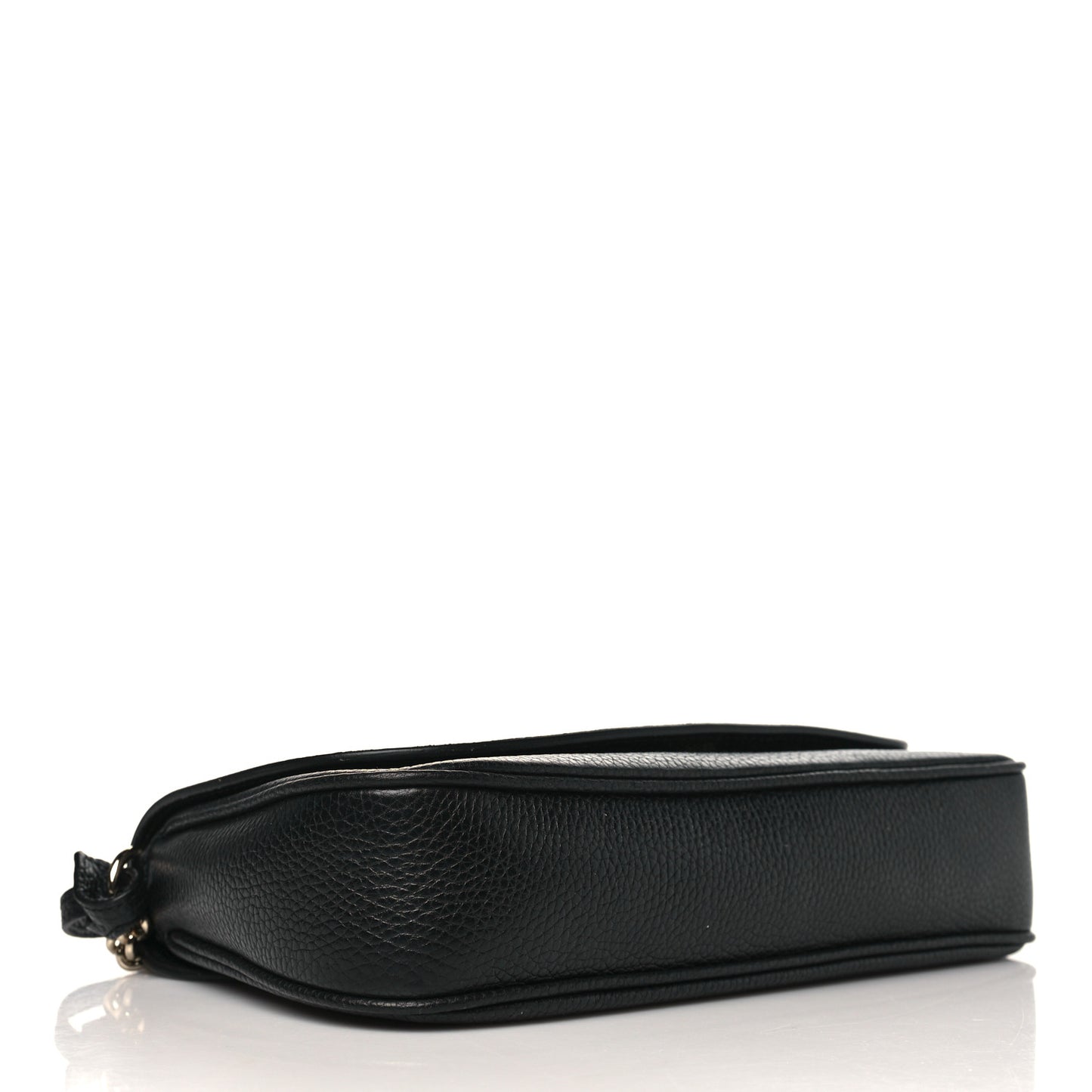 Pebbled Calfskin Medium Soho Flap Crossbody Black