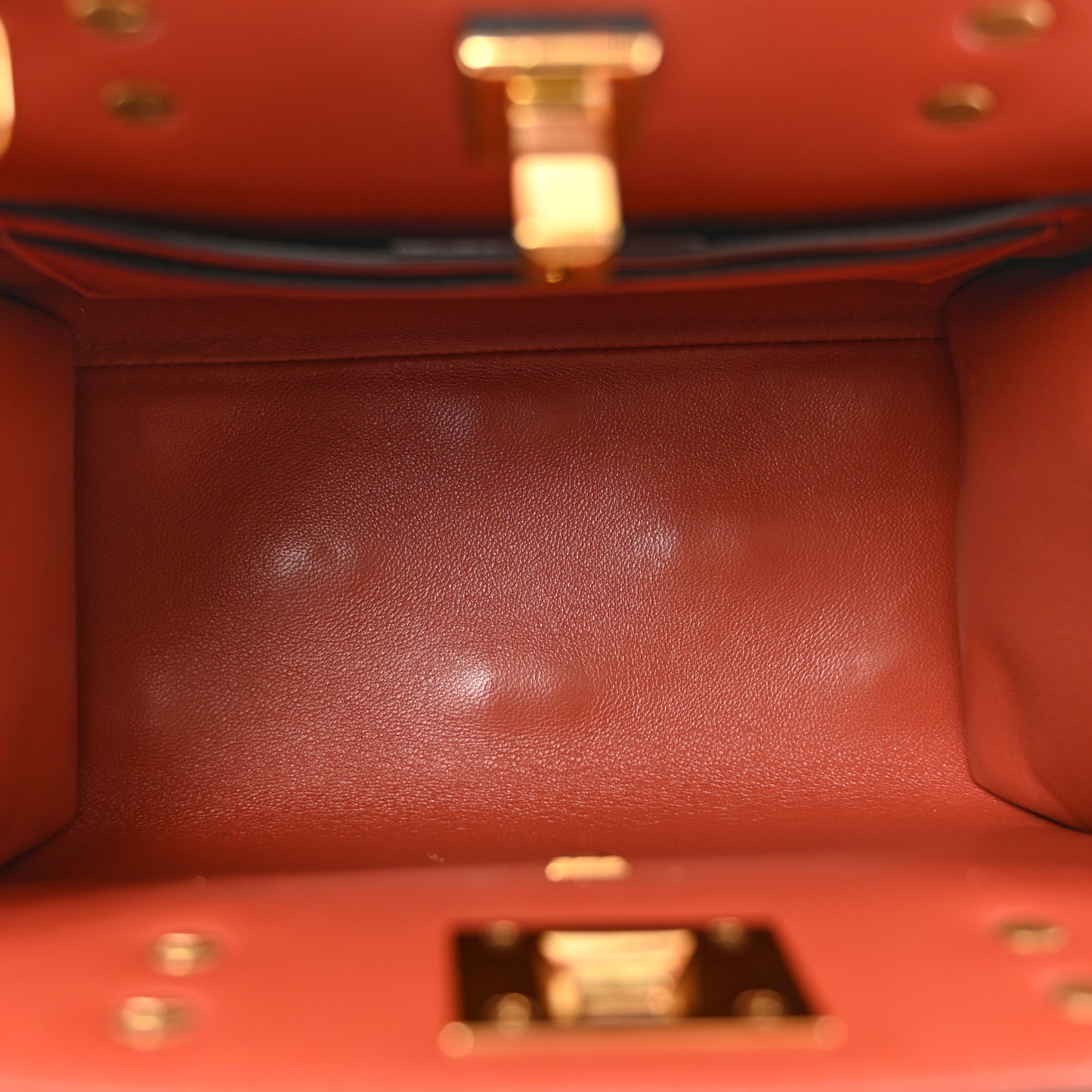 Hammered Calfskin Small The Studio Box Bag Brick