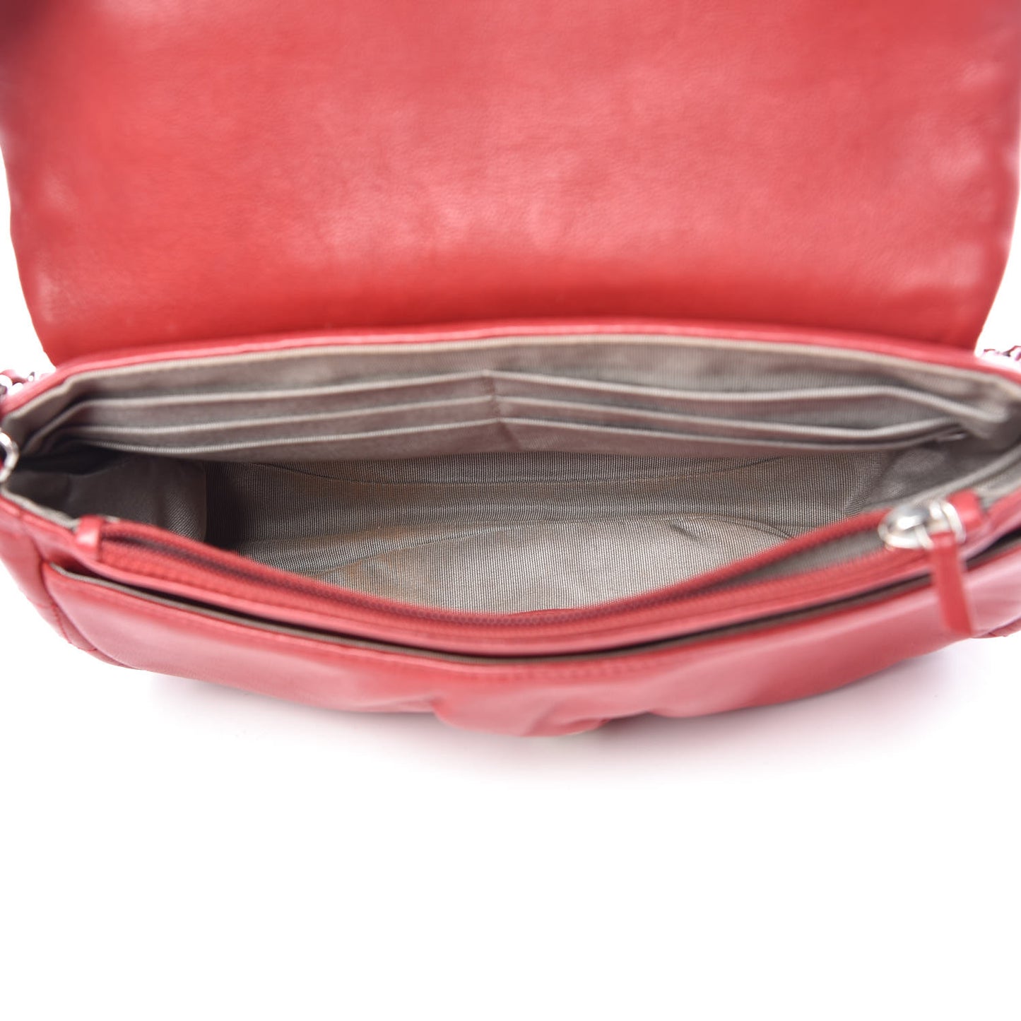 Lambskin Half Moon Wallet On Chain WOC Red