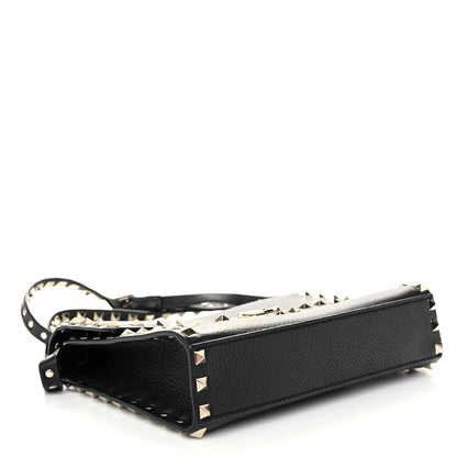 Valentino Garavani Pebbled Calfskin Medium Rockstud Flip Lock Crossbody Bag Black 4 of 9