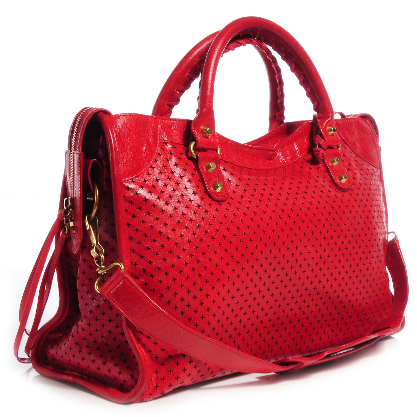Agneau Laser Cut Cross Classic Gold Hardware City Tomate