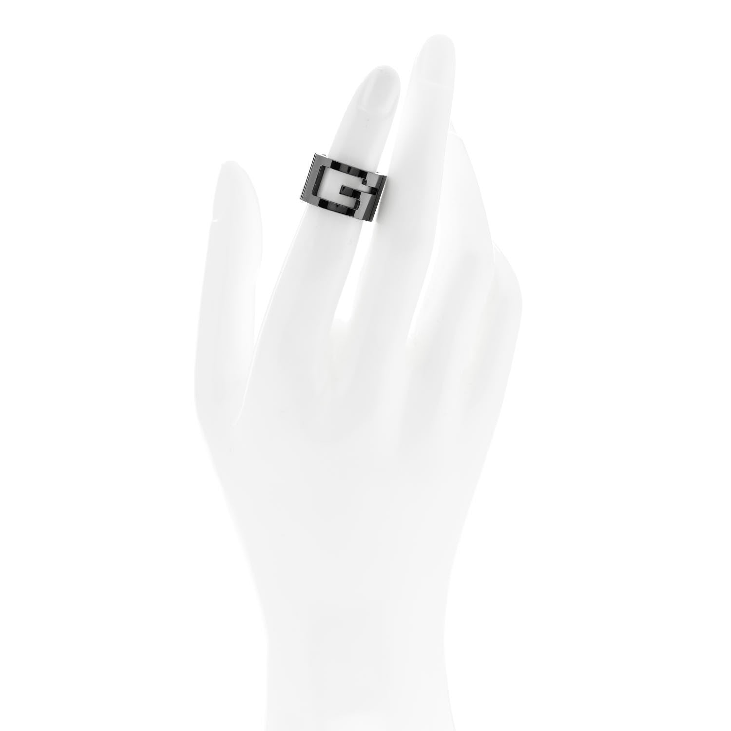 Gucci Ruthenium Sterling Silver Logo Ring 47 4 2 of 6