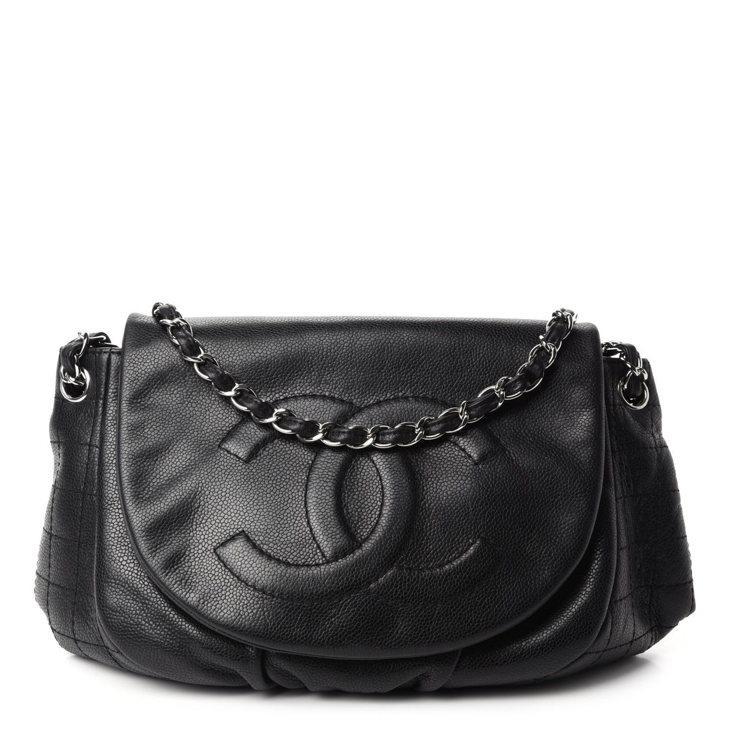 Caviar Half Moon Large Flap Black