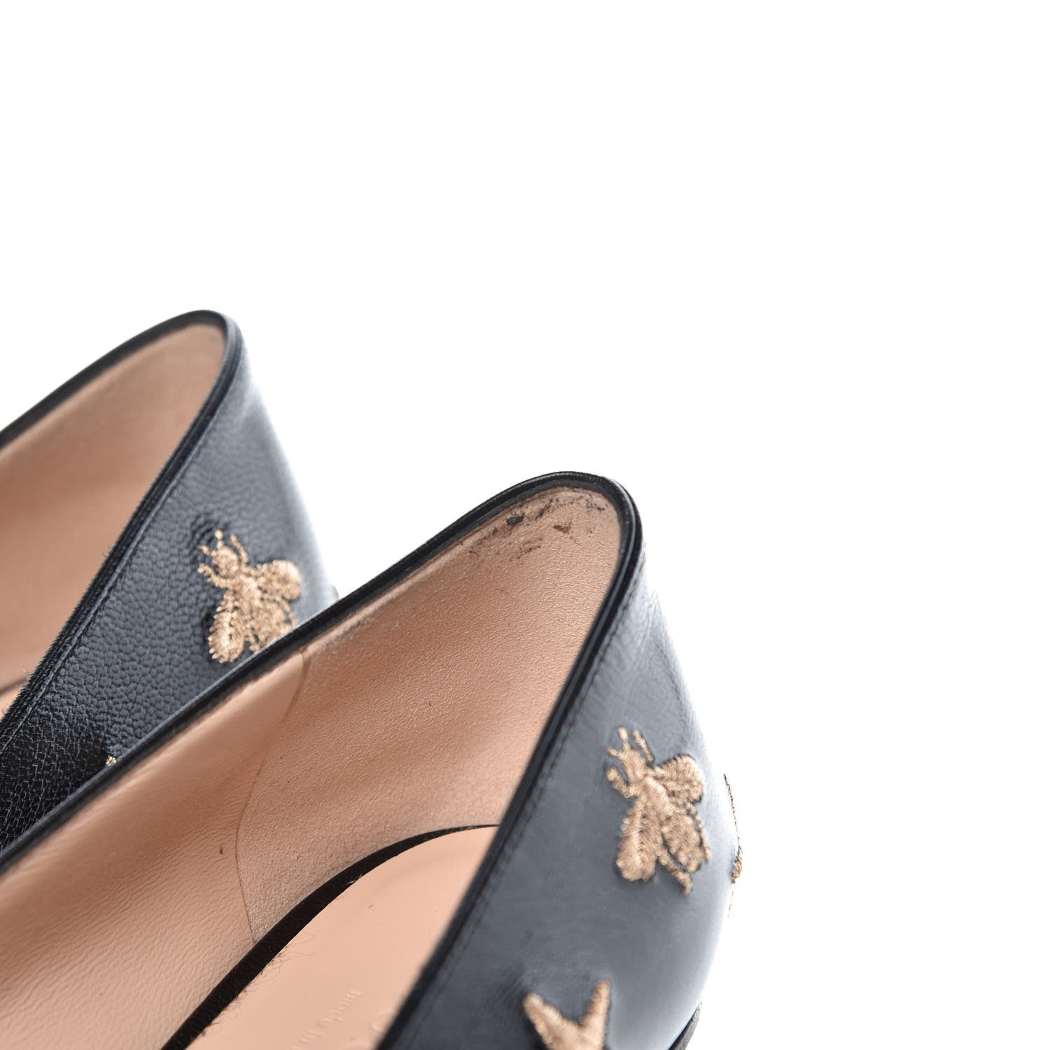 Gucci Quentin Goatskin Bee Star Embroidered GG Marmont Fringe 50mm Loafer Pumps 37 Black 10 of 12