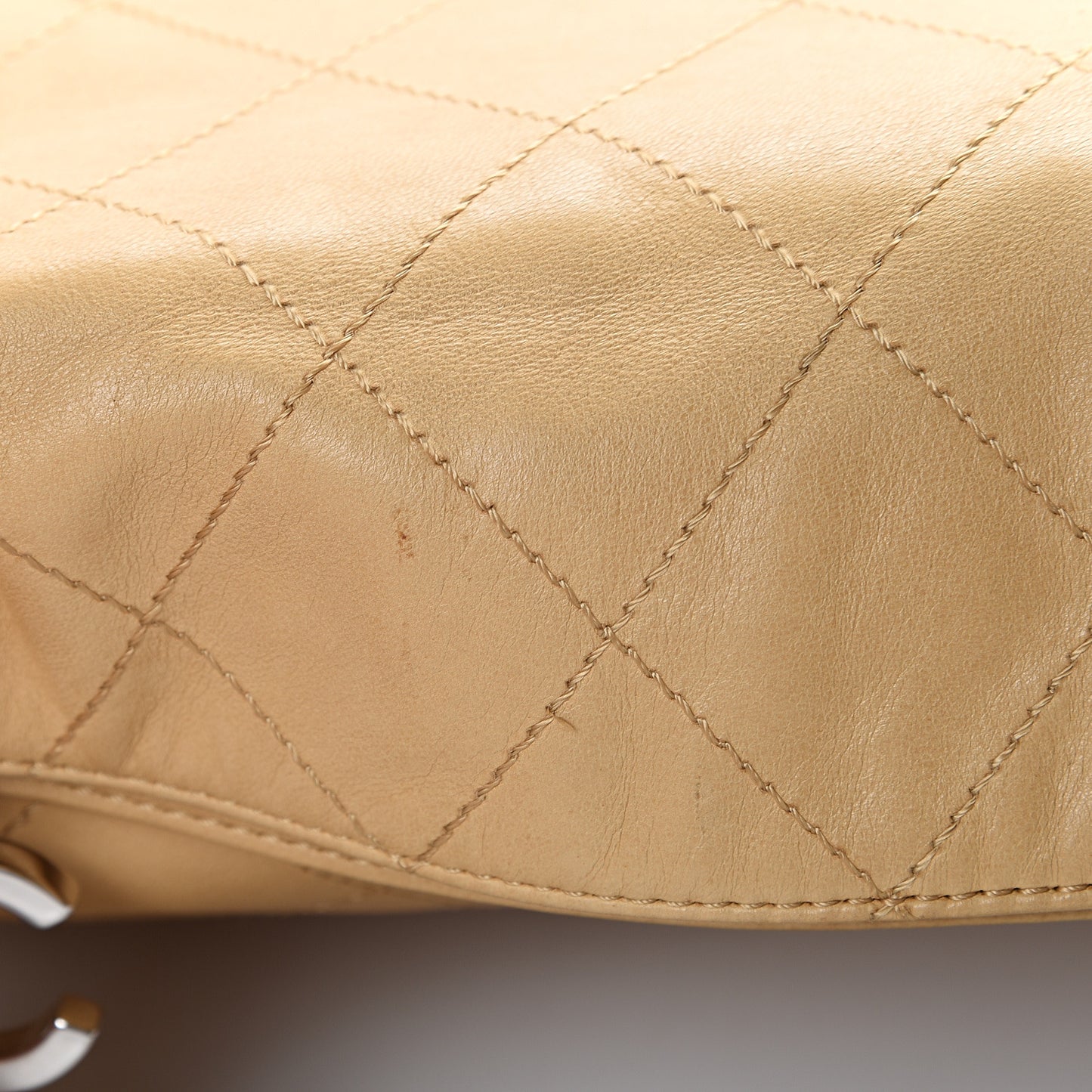 Lambskin Stitched Medium Ultimate Soft Tote Beige