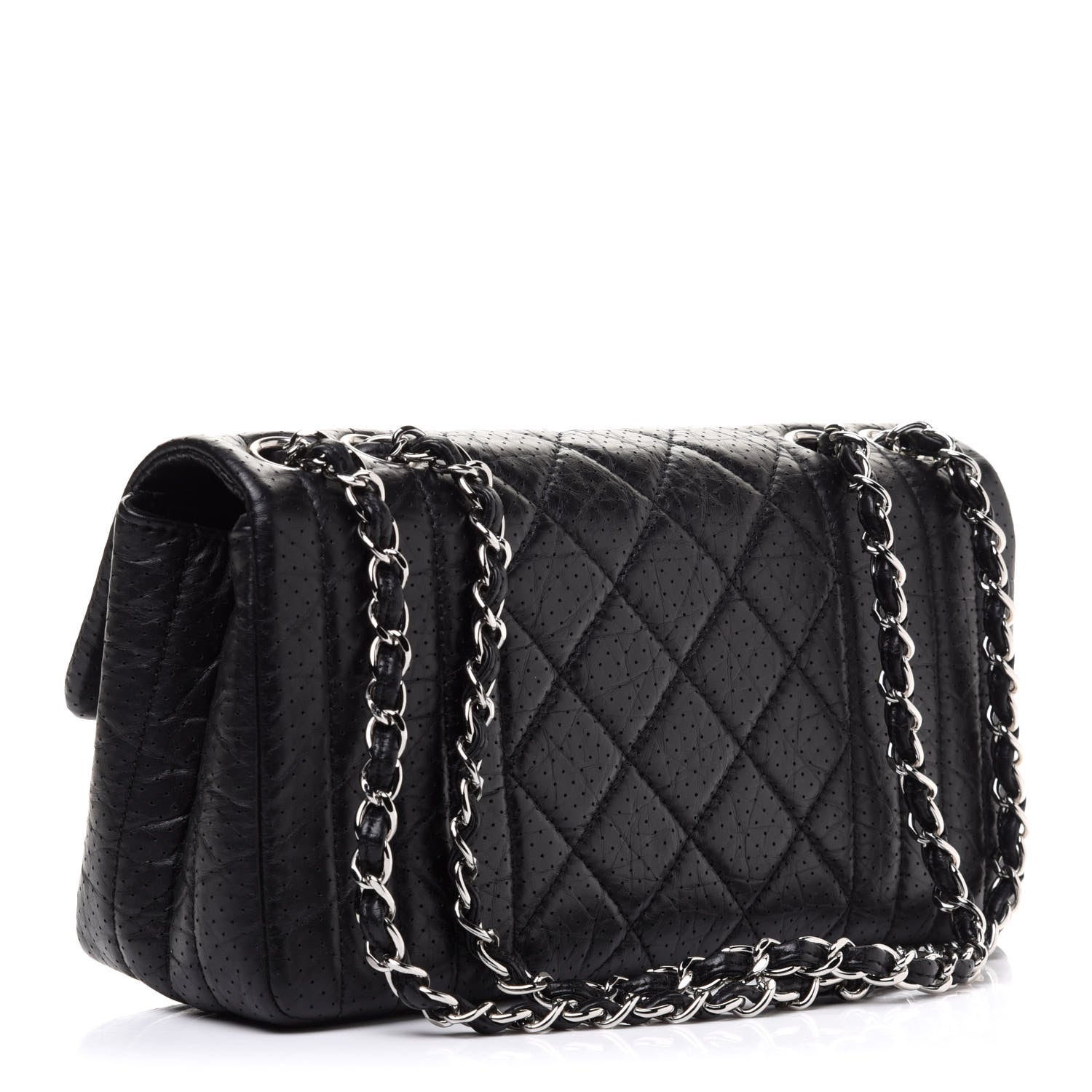Chanel Aged Calfskin Perforated Flap Black 2 of 10