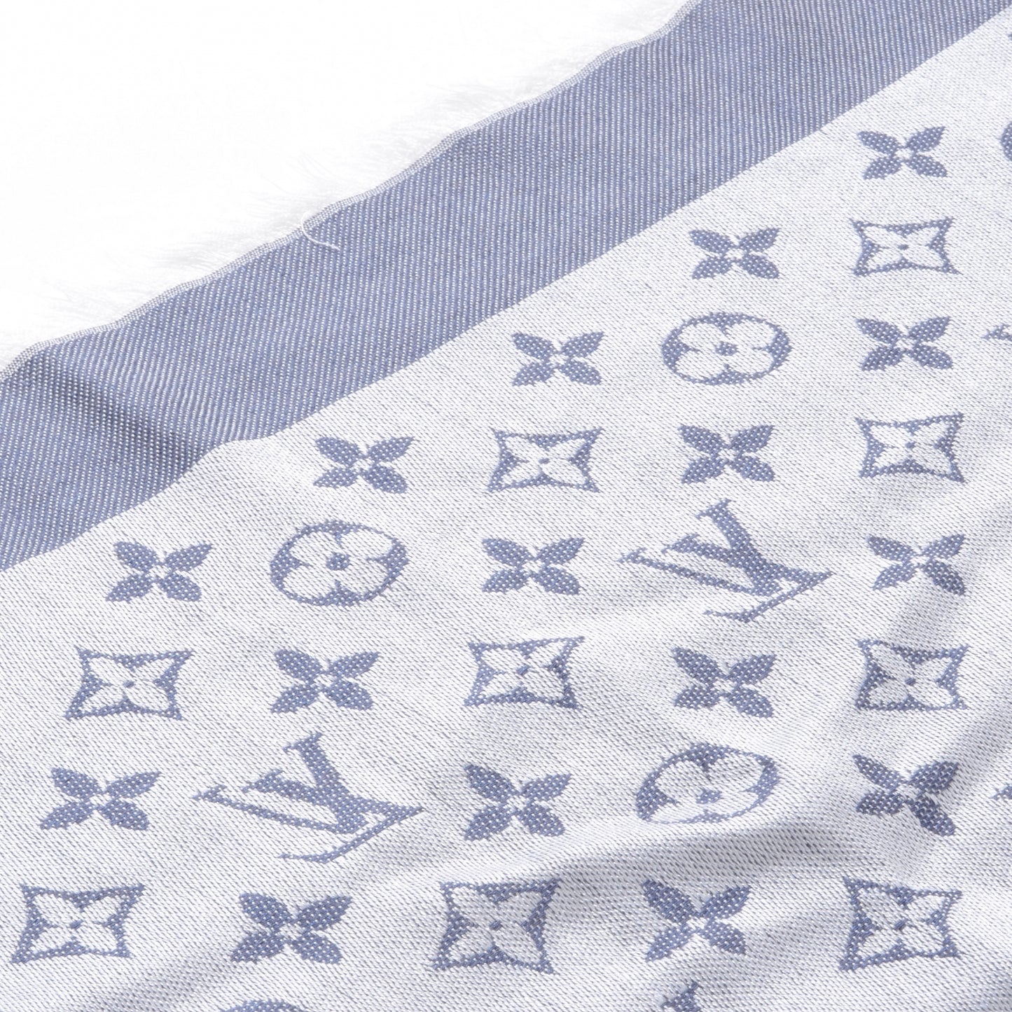 Wool Silk Monogram Denim Shawl