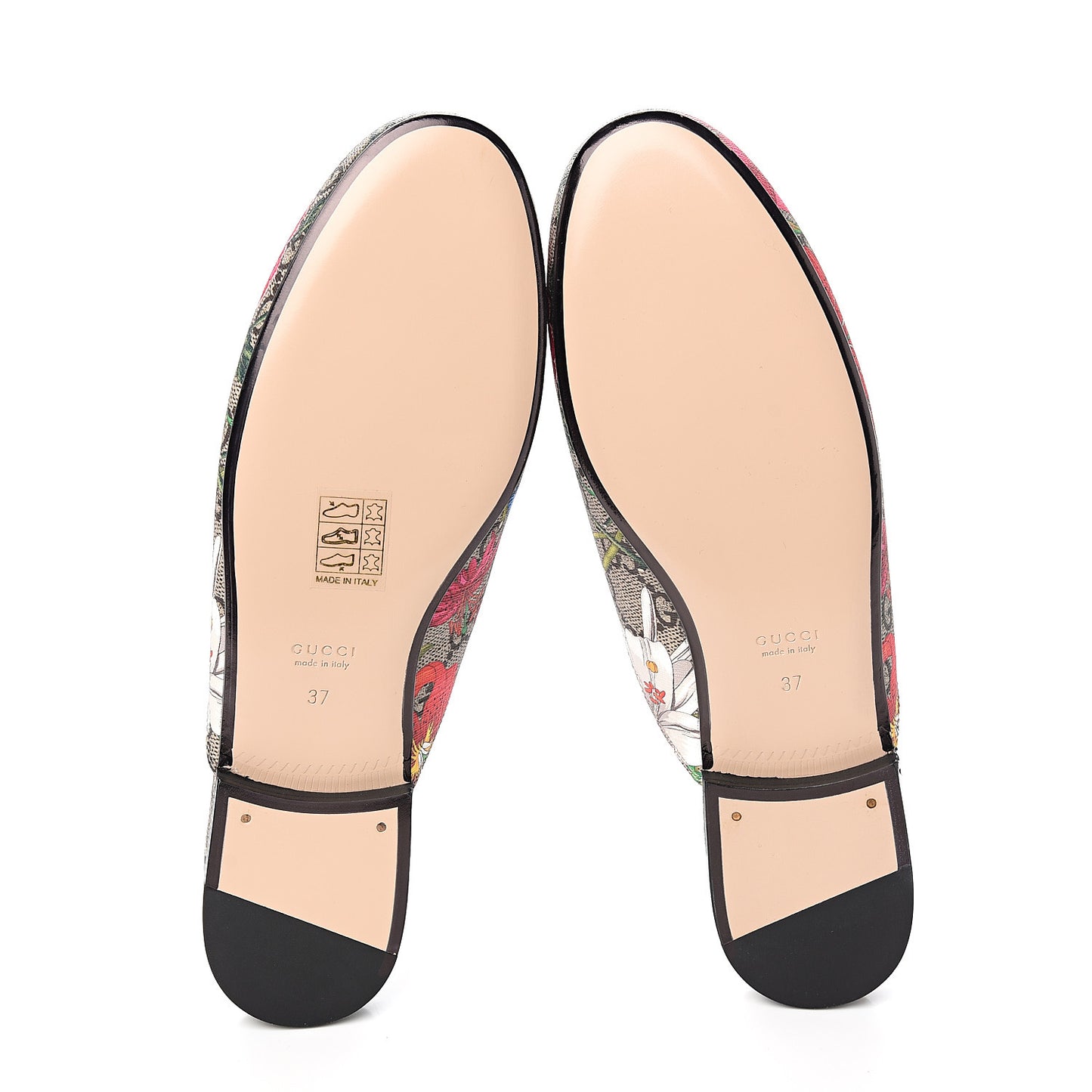 GG Supreme Monogram Flora Womens Princetown Slippers 37 Beige Ebony Multicolor Rosso