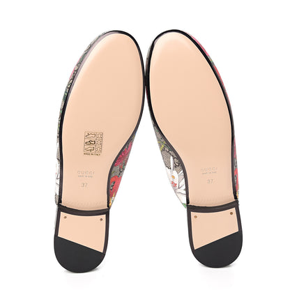Gucci GG Supreme Monogram Flora Womens Princetown Slippers 37 Beige Ebony Multicolor Rosso 5 of 9