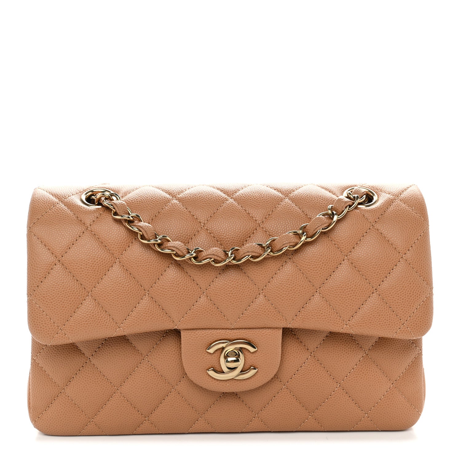 Chanel Caviar Quilted Small Double Flap Dark Beige 1 of 12