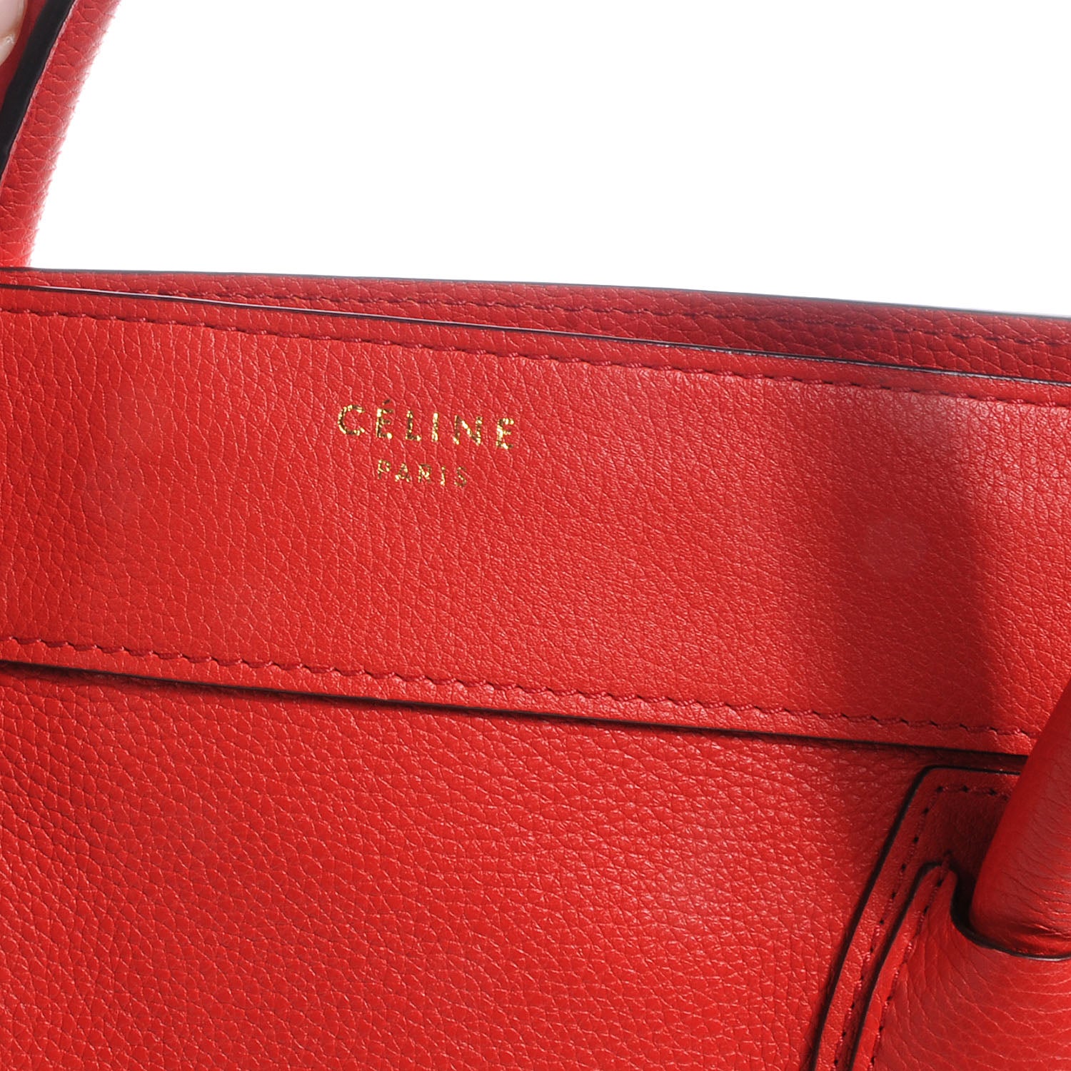 Celine Drummed Leather Shoulder Luggage Red 5 of 8