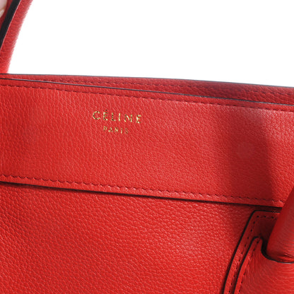Celine Drummed Leather Shoulder Luggage Red 5 of 8