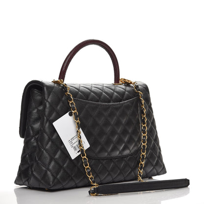 Chanel Caviar Lizard Quilted Medium Coco Handle Flap Black 4 of 9