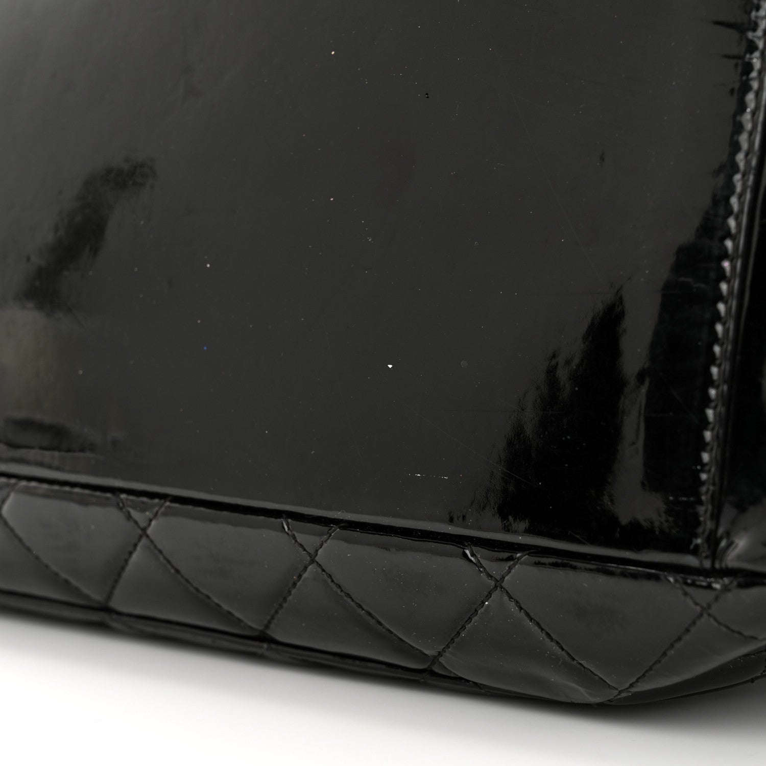 Chanel Patent Quilted Grand Shopping Tote GST Black 12 of 14