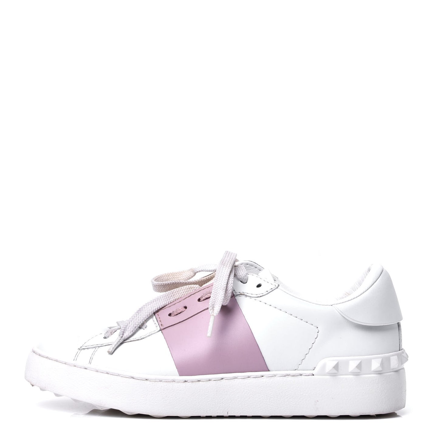 Calfskin Rockstud Open Sneakers 36.5 White Lipstick