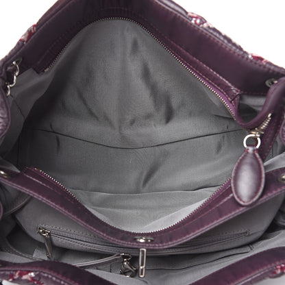 Chanel Nylon Quilted Tweed Stitch Bubble Tote Plum 6 of 12