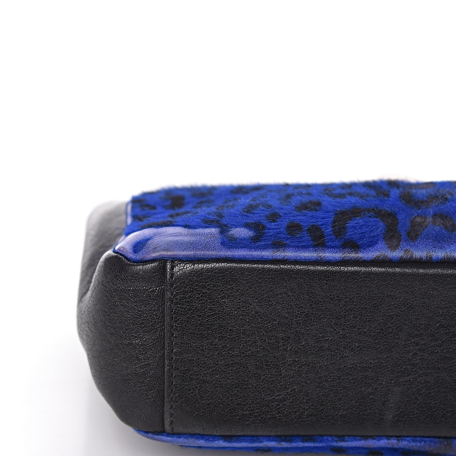Saint Laurent Pony Hair Calfskin Monogram Leopard Print Medium Punk Chain Bag Blue 11 of 16