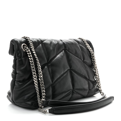 Saint Laurent Lambskin Quilted Small Loulou Puffer Monogram Chain Satchel Black 3 of 10