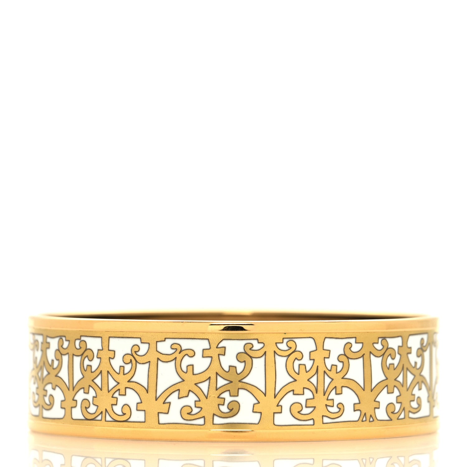 Hermes Enamel Printed Wide Balcons du Guadalquivir Bracelet 62 Gold 3 of 5
